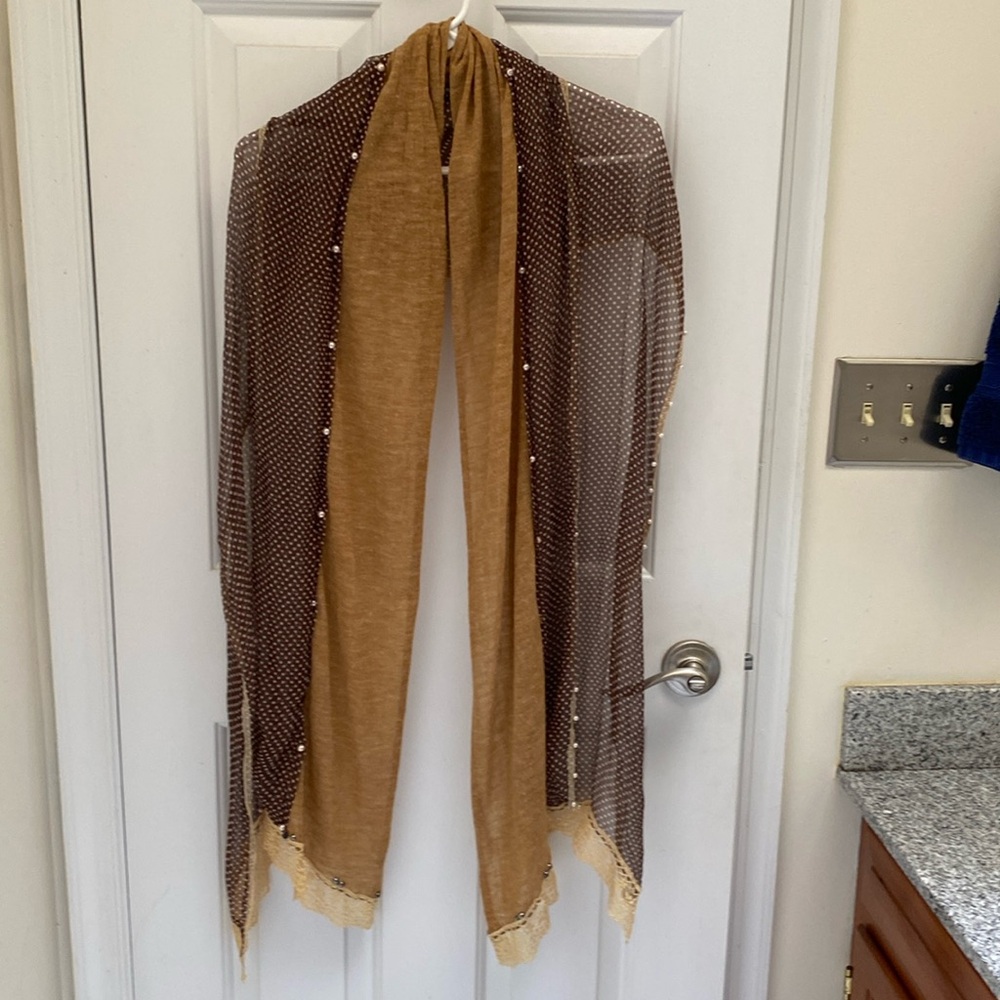 Pearl Studded Scarf / Wrap - Lightweight